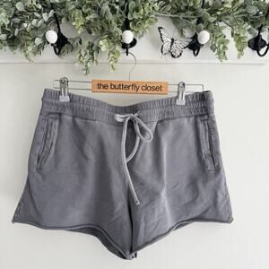 Lacausa Grey Cotton Drawstring Shorts Medium KS